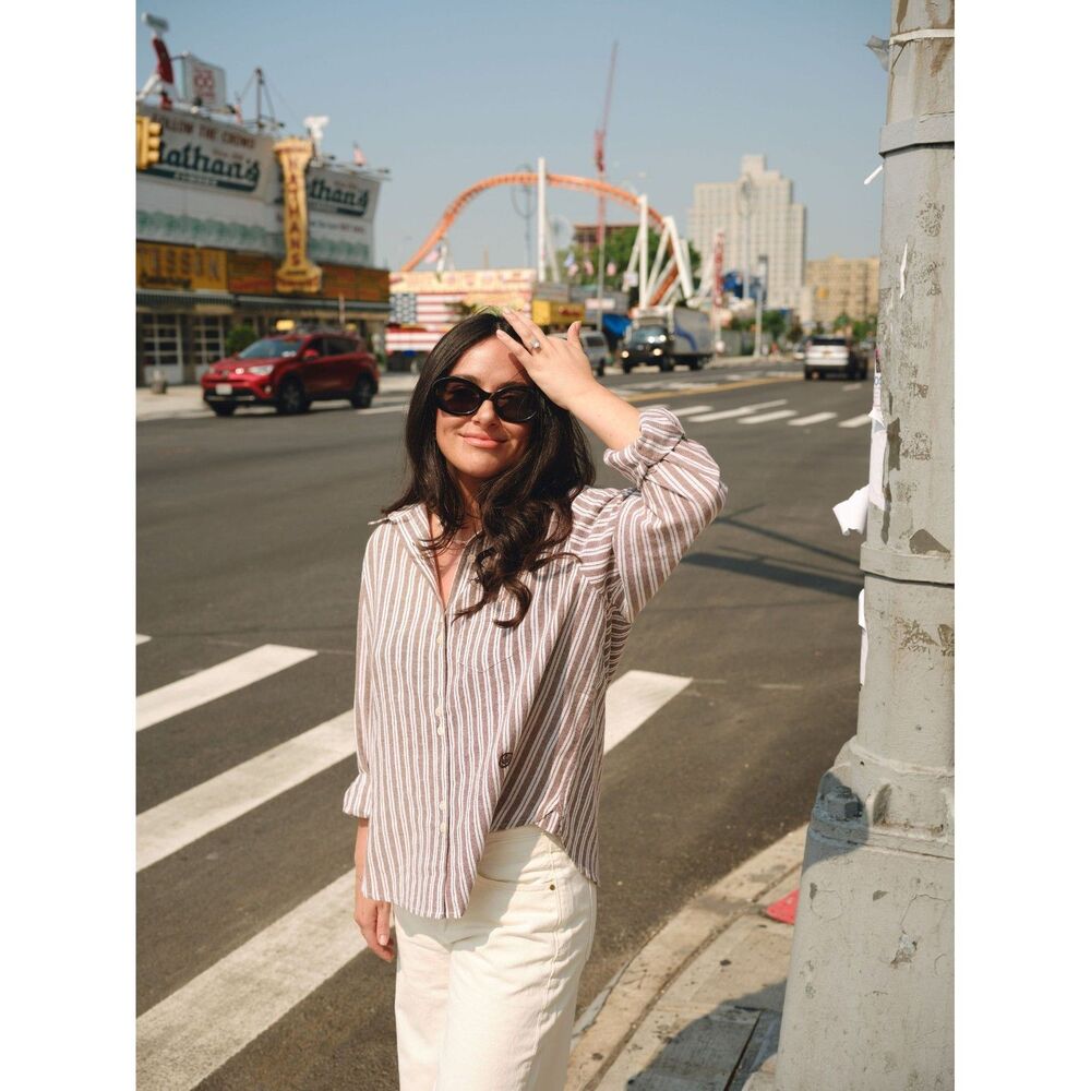 Nelle Atelier The Chacha Oversized Button Down Shirt Top Striped M New 284520